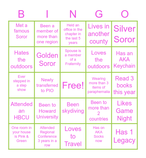 PIO SOROR BINGO Card