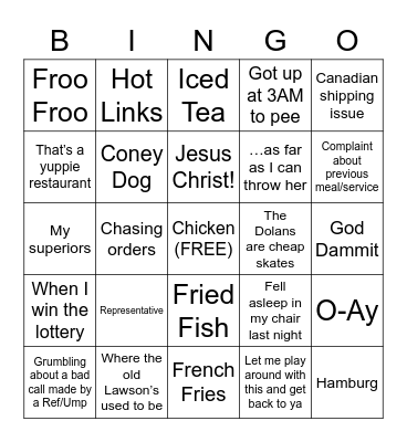 Marinics BINGO Card