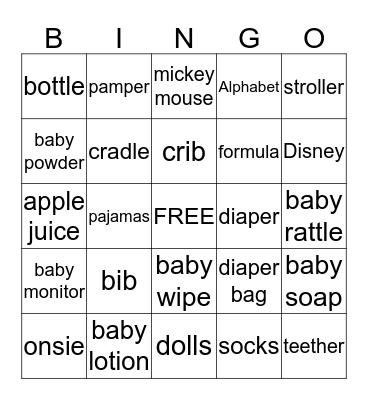 Baby Bingo Card