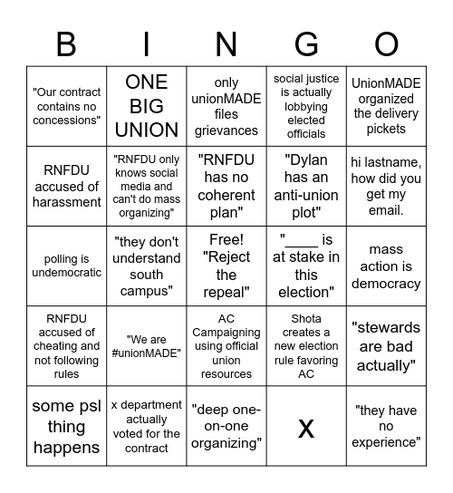 LA Election Bingo Card