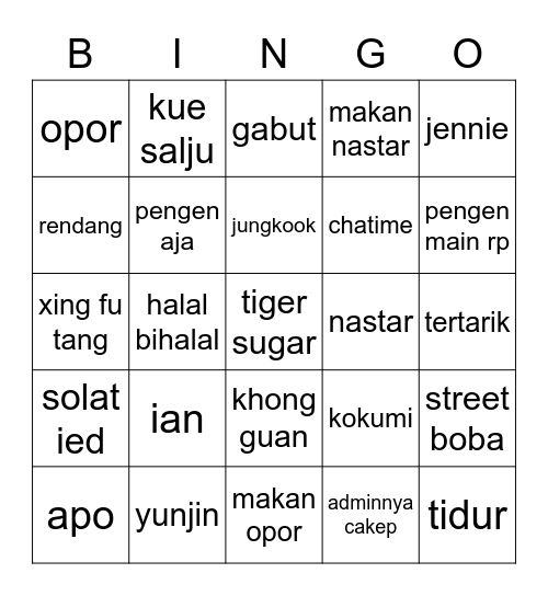 Untitled Bingo Card