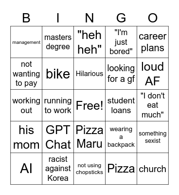 J Bingo Card