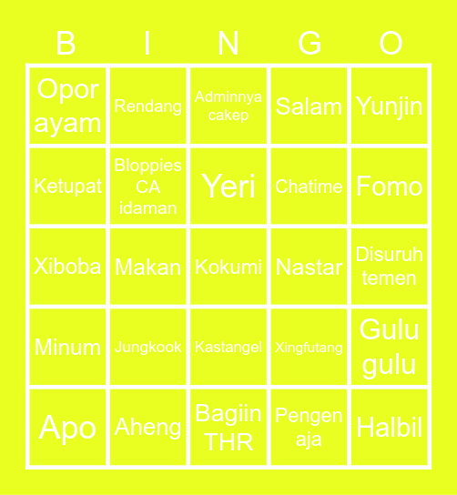 Bloppies Bingo Card