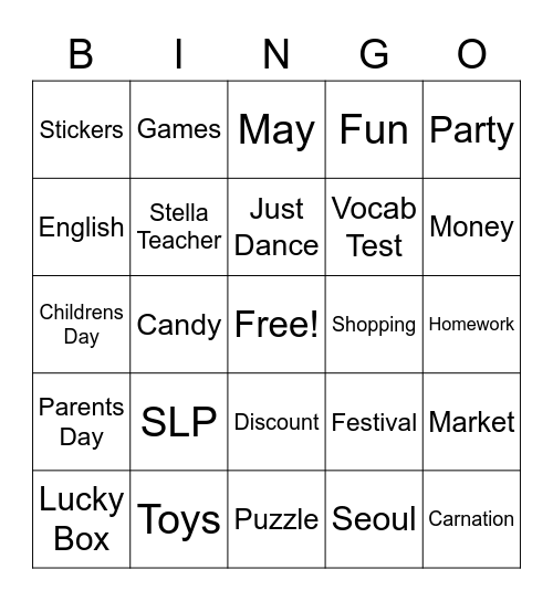 Market Day Bingo Card