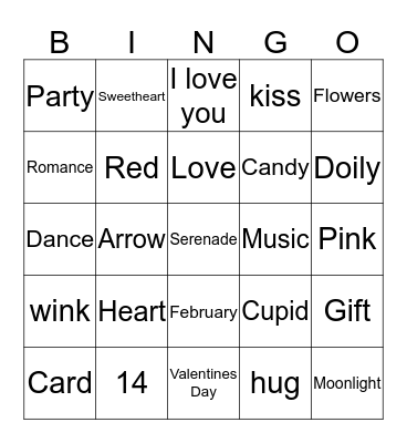 Valentine's Day Bingo  Bingo Card