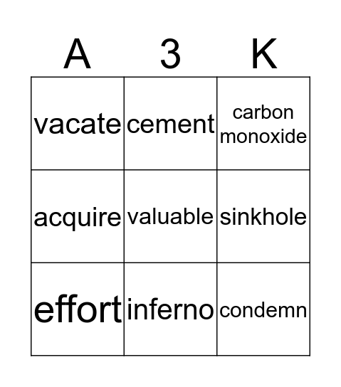 Fire or No, We Won't Go! Bingo Card