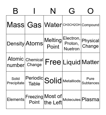 Matter Bingo Card