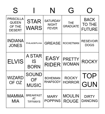 808 KARENS CLASSIC MOVIES Bingo Card