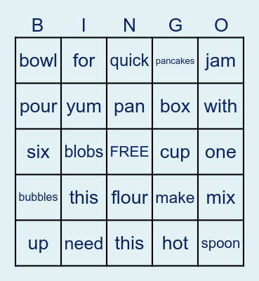 Let's Make Pancakes! Bingo Card