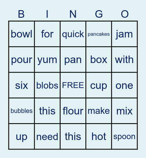 Let's Make Pancakes! Bingo Card