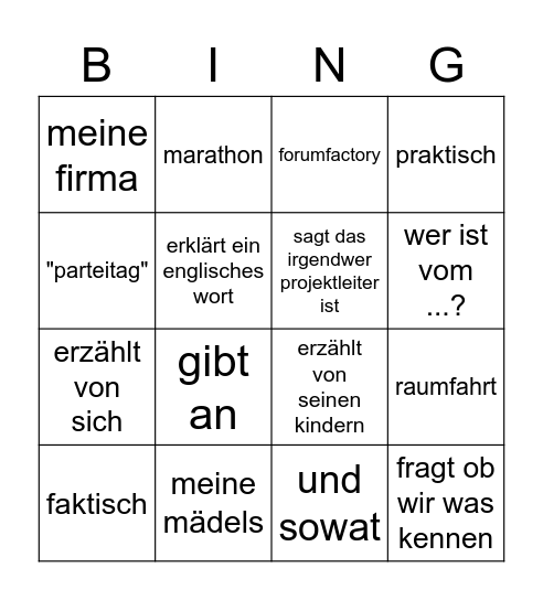 dietmar bingo Card