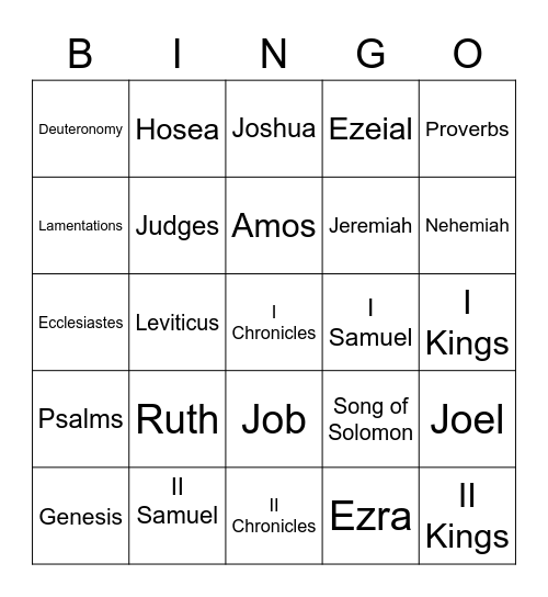 Books of the BIBLE Bingo Card