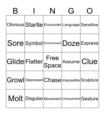 March Vocabulary Bingo Card