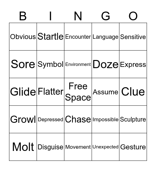 March Vocabulary Bingo Card