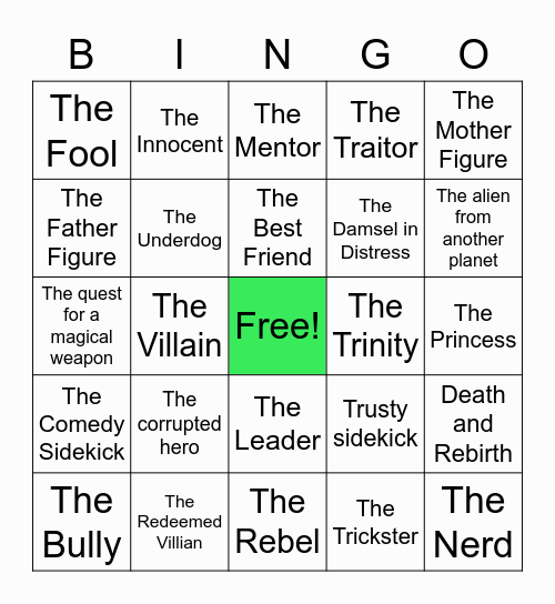 Archetype Bingo Card