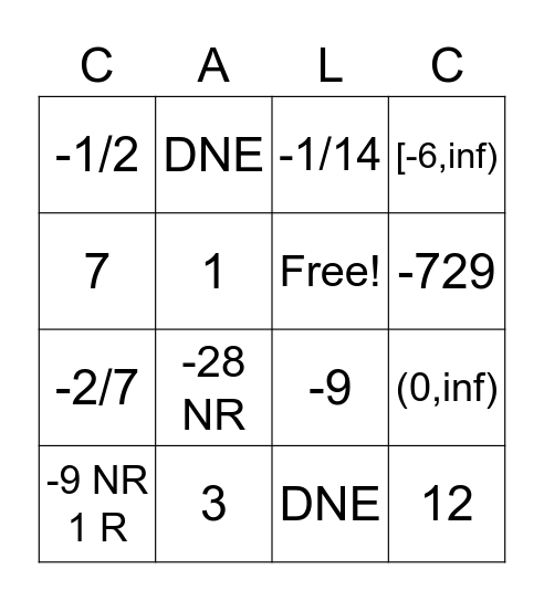 Carolyn and Camden Limits Bingo Card
