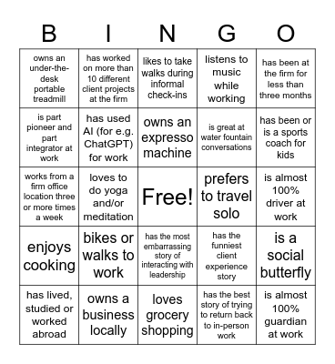 Find Someone Who ... Bingo Card