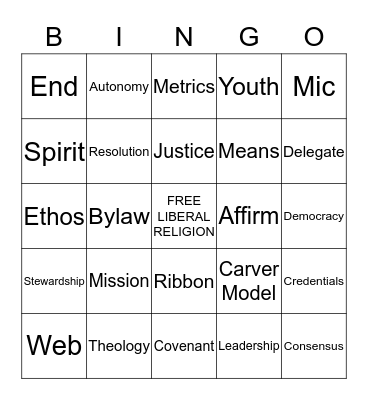 Polity Bingo Card