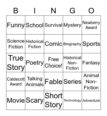 BOOK BINGO! Bingo Card