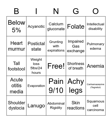 Final Exam NUR 102 2023 Bingo Card