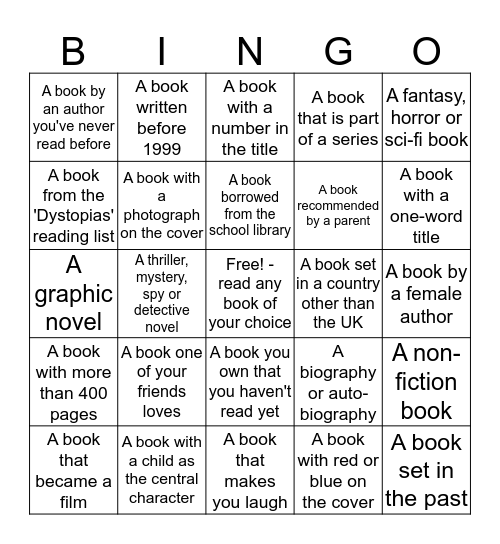 2016  READING Bingo Card