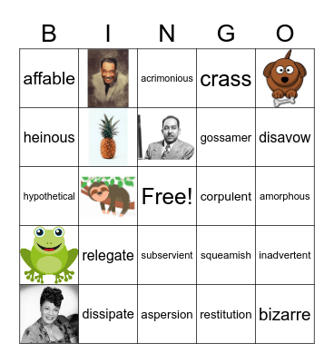 Week 9 US Humanities Vocab Bingo Card