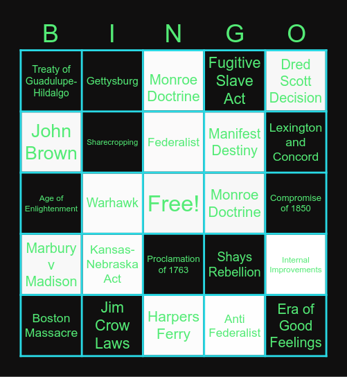 APUSH BINGO Card