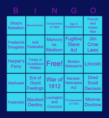 APUSH Bingo Card