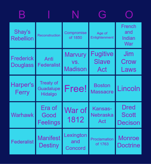 APUSH Bingo Card