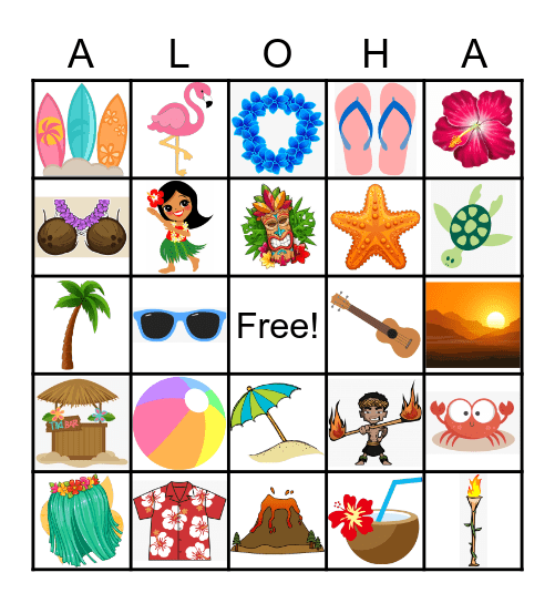 Hawaiian Bingo Card