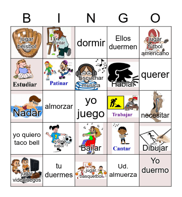 Part 2 -AR verbs Bingo Card