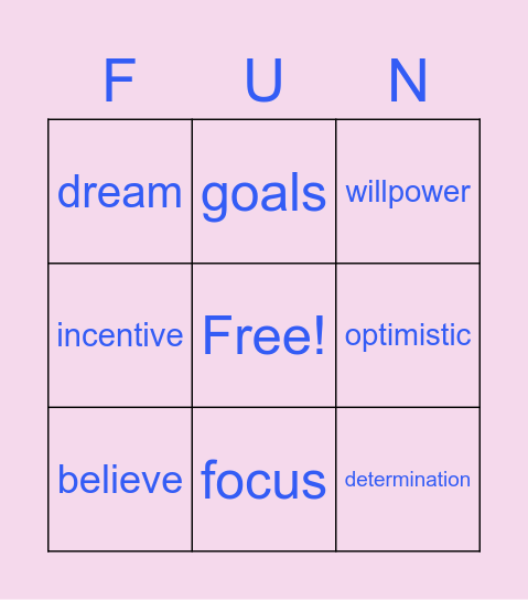 Motivational Bingo Card