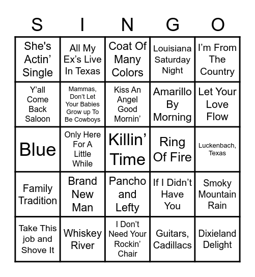 CLASSIC COUNTRY Bingo Card