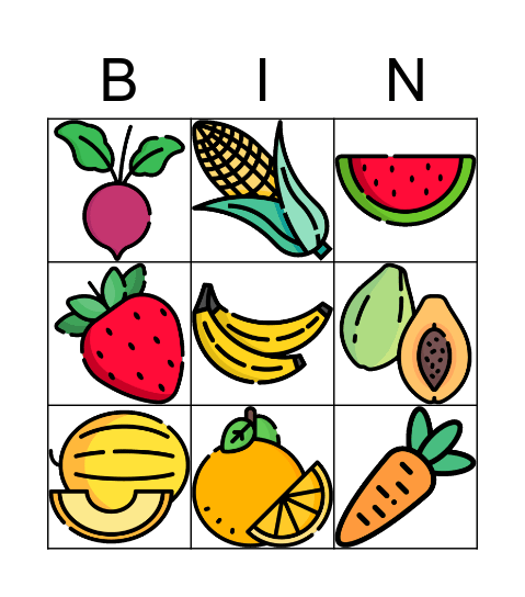 BINGO DOS ALIMENTOS Bingo Card