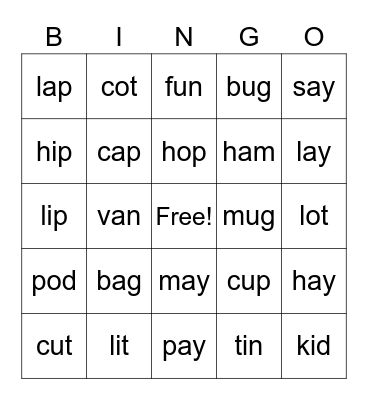 Sonday Bingo Card