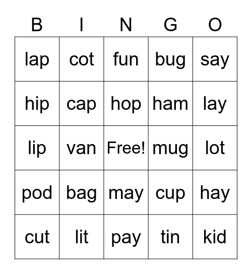 Sonday Bingo Card