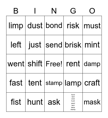 Level 26 Bingo Card