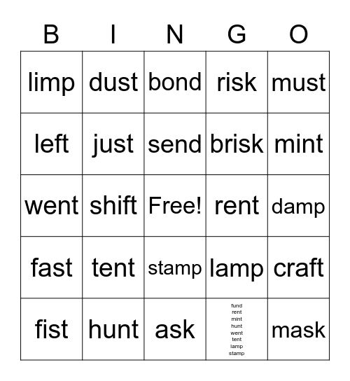 Level 26 Bingo Card