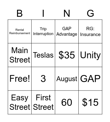 GAP & VPP Bingo Card