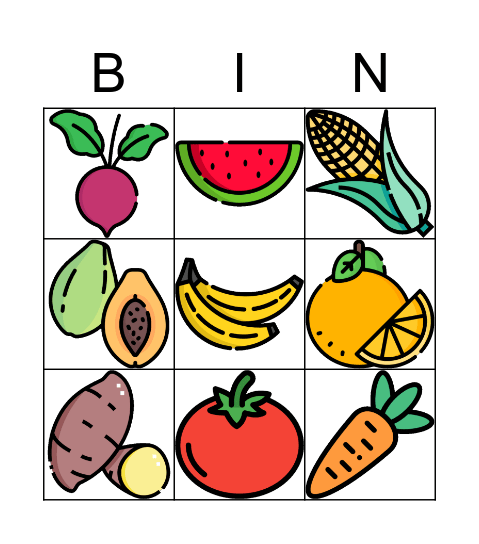 BINGO DOS ALIMENTOS Bingo Card