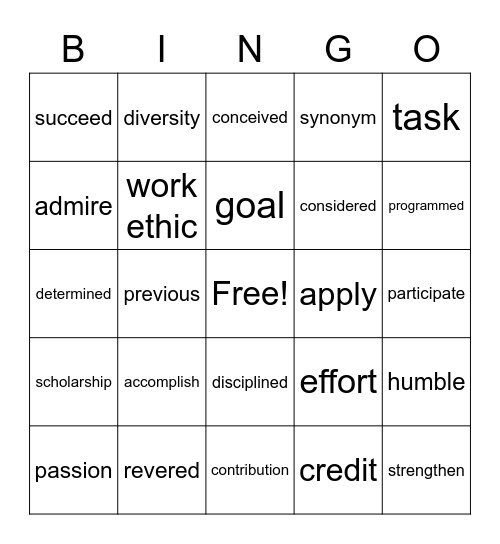 Read 180, Workshop 6, Part 1 Bingo Card