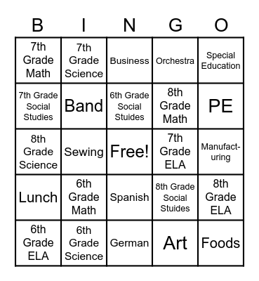 Where Has Zach Subbed Bingo Card