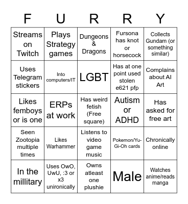 FURRY BINGO Card