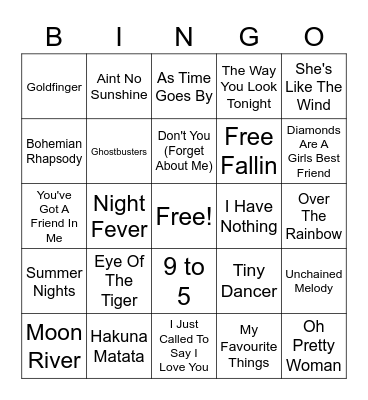 Movie Music Bingo Card
