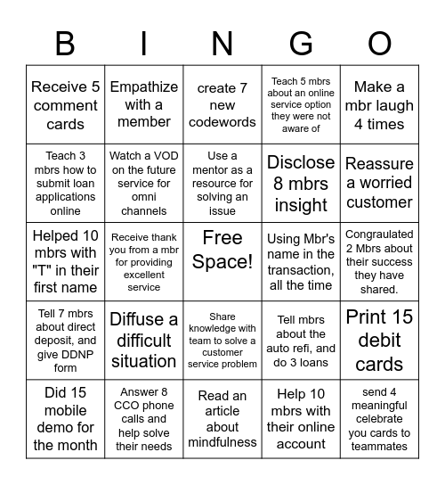 BES BINGO Card