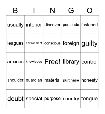 HFW 7-12 Bingo Card