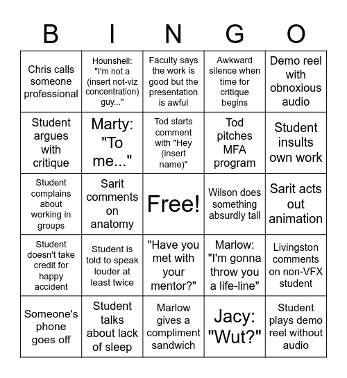 Portfolio Bingo Card