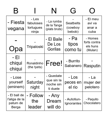 BINGO MUSICAL Bingo Card