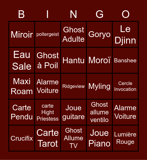 Bingo Phasmo Bingo Card