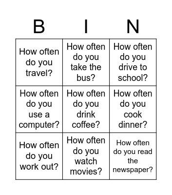 How often? Bingo Card